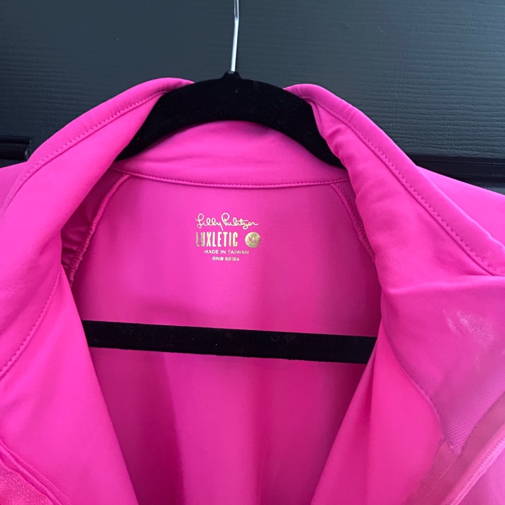 Lilly Pulitzer Justine Bright Pink Quarter Zip Active Pullover - Picture 7 of 9